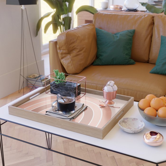 Rainbow arc - neutrals Serving Tray Gallery Image 2