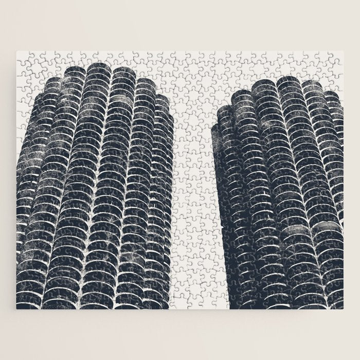 Chicago Architecture, Marina City, Chicago Wall Art, Chicago Art, Chicago Photography, Canvas Art Jigsaw Puzzle Gallery Image 1