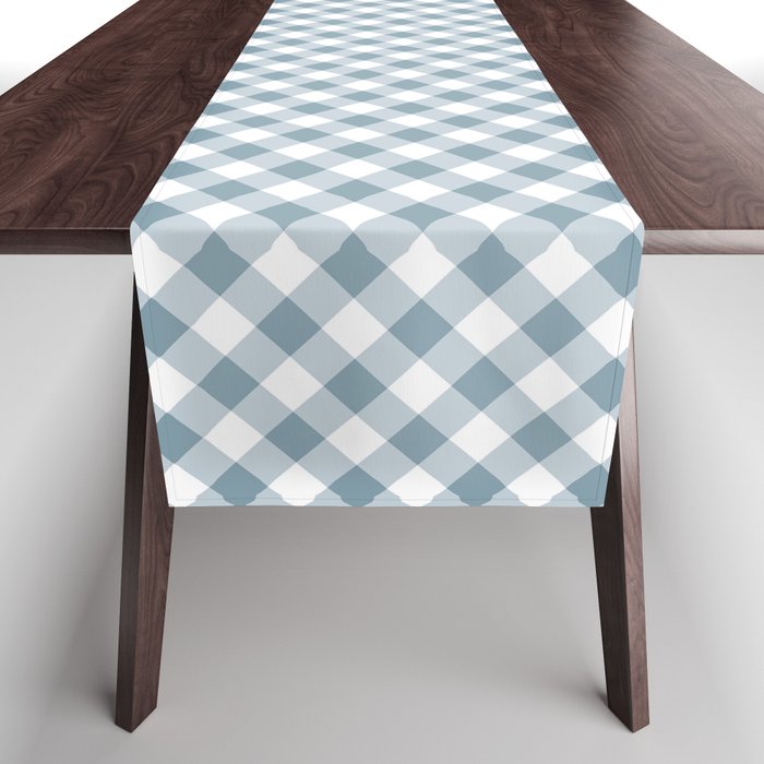Countryside Bloom Cottage Mist Blue Gingham Table Runner Gallery Image 1