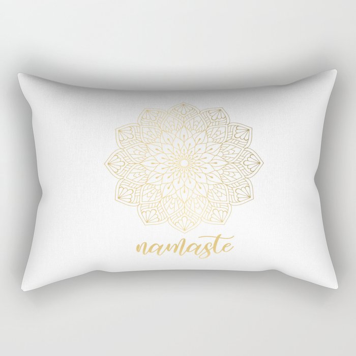 Namaste Gold Mandala Design Rectangular Pillow Gallery Image 1