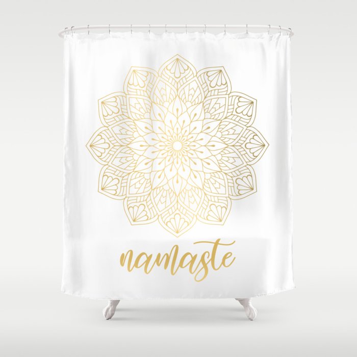 Namaste Gold Mandala Design Shower Curtain Gallery Image 1