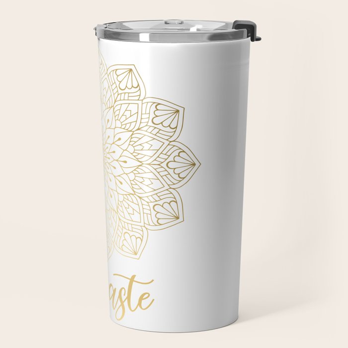 Namaste Gold Mandala Design Travel Mug Gallery Image 2