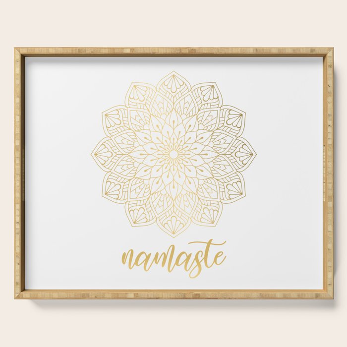 Namaste Gold Mandala Design Serving Tray Gallery Image 1