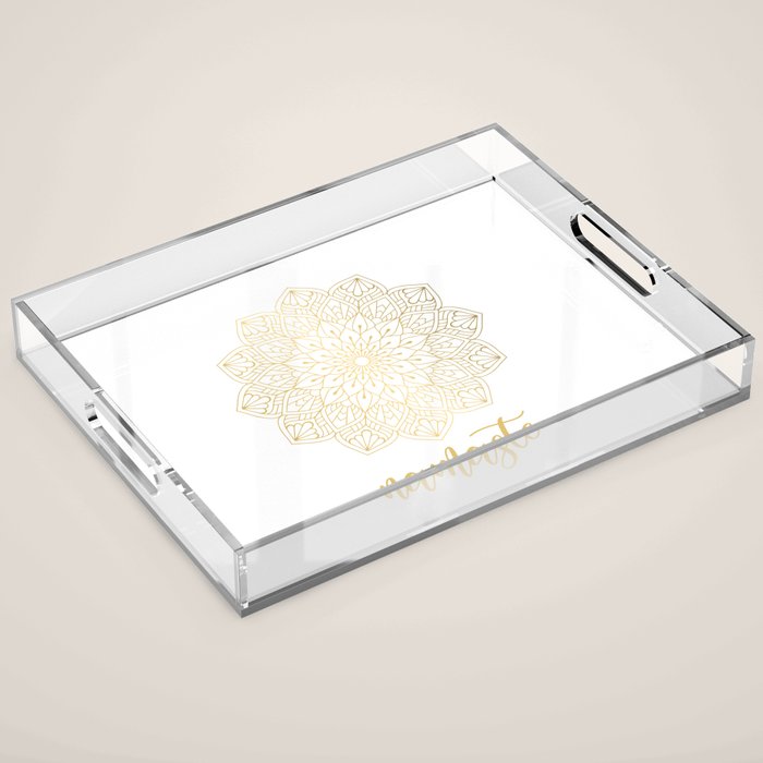 Namaste Gold Mandala Design Acrylic Tray Gallery Image 1
