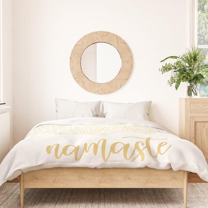 Namaste Gold Mandala Design Duvet Cover Gallery Image 3