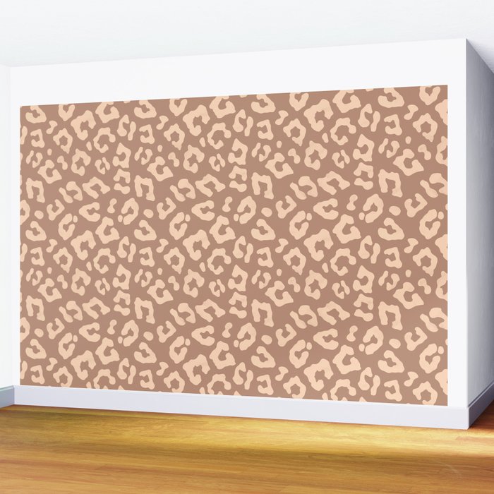 Leopard Print In Clay Brown Wall Mural Gallery Image 2