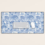 chinoiserie toile blue Desk Mat Gallery Image 1