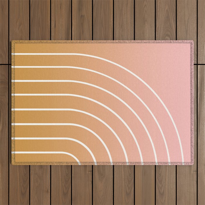 Ombre Arch XIII Pastel Sunset Gradient Modern Geometric Lines Outdoor Rug Gallery Image 1