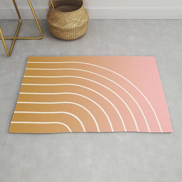 Ombre Arch XIII Pastel Sunset Gradient Modern Geometric Lines Rug Gallery Image 1