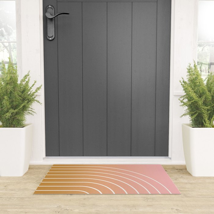 Ombre Arch XIII Pastel Sunset Gradient Modern Geometric Lines Welcome Mat Gallery Image 3