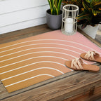 Ombre Arch XIII Pastel Sunset Gradient Modern Geometric Lines Outdoor Rug Gallery Image 2