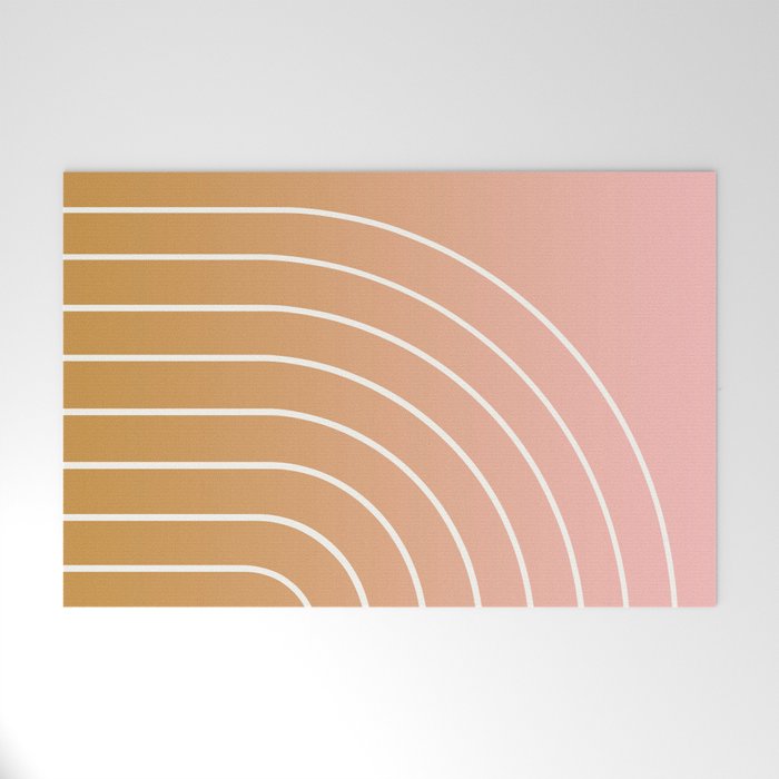 Ombre Arch XIII Pastel Sunset Gradient Modern Geometric Lines Welcome Mat Gallery Image 1