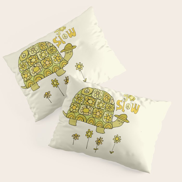 go slow retro turtle // art by surfy birdy Pillow Sham Gallery Image 3