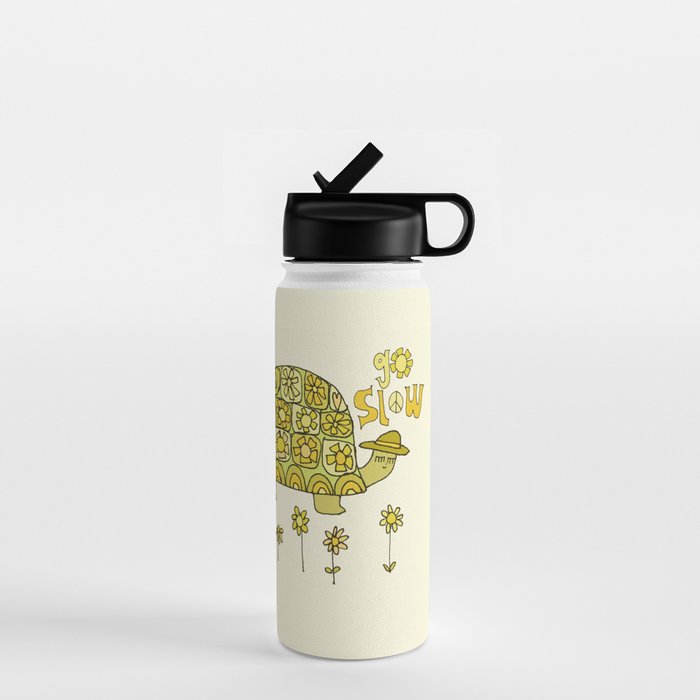 go slow retro turtle // art by surfy birdy Water Bottle Gallery Image 1