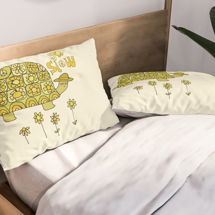go slow retro turtle // art by surfy birdy Pillow Sham Gallery Image 2