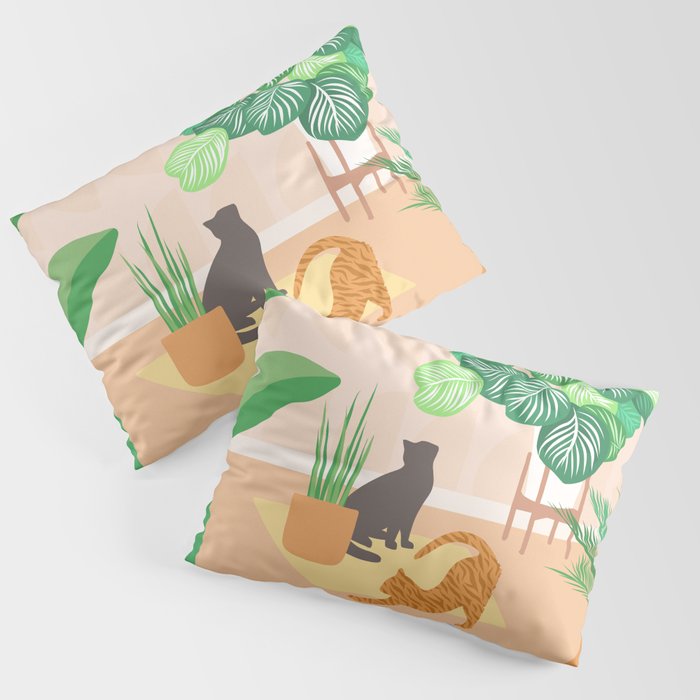 Home Green Home Garden with Cats Pillow Sham Gallery Image 1