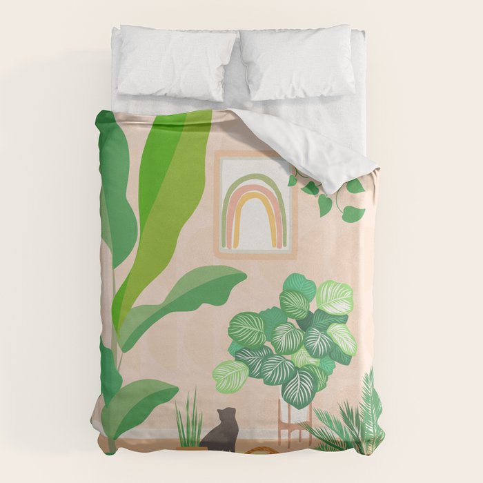 Home Green Home Garden with Cats Duvet Cover Gallery Image 1