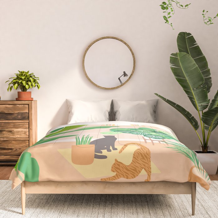 Home Green Home Garden with Cats Comforter Gallery Image 3