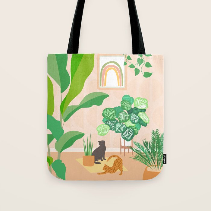 Home Green Home Garden with Cats Tote Bag Gallery Image 1