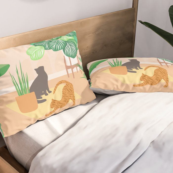 Home Green Home Garden with Cats Pillow Sham Gallery Image 2