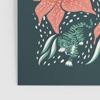 Tigers & Tiger Lilies - Teal & Rose Poster Gallery Image 3