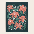 Tigers & Tiger Lilies - Teal & Rose Poster Gallery Image 4