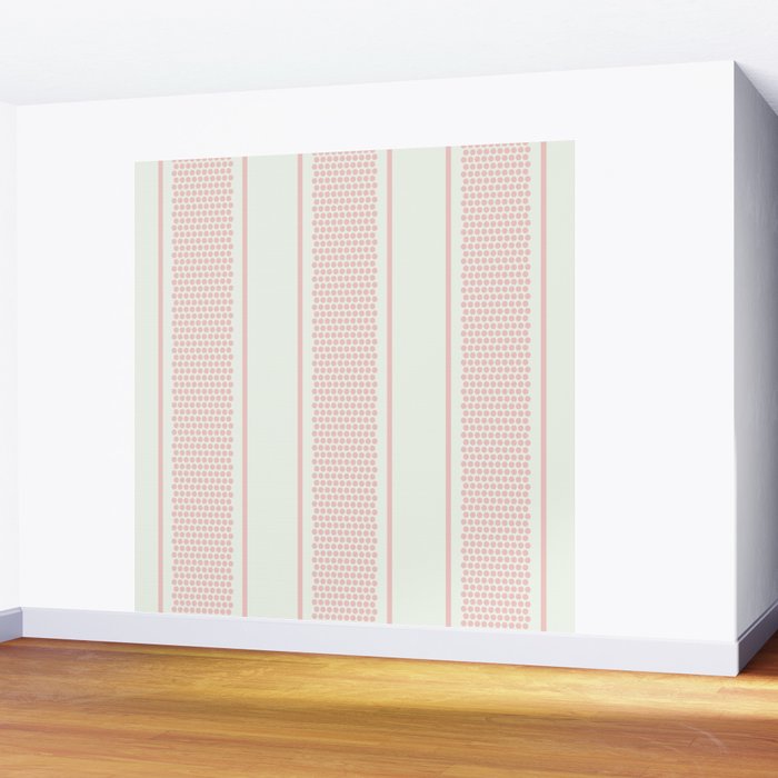 Vintage pastel pink stripes pattern Wall Mural Gallery Image 2