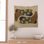 Cowgirl Boots â Teal & Yellow Wall Tapestry Gallery Image 2