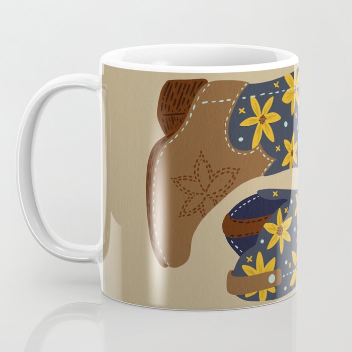 Cowgirl Boots â Teal & Yellow Coffee Mug Gallery Image 3