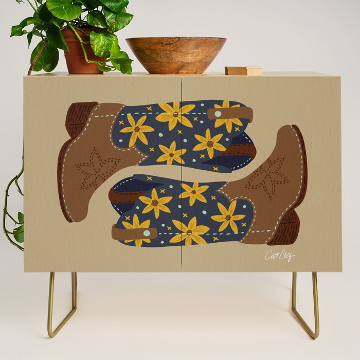 Cowgirl Boots â Teal & Yellow Credenza Gallery Image 1