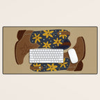 Cowgirl Boots â Teal & Yellow Desk Mat Gallery Image 1