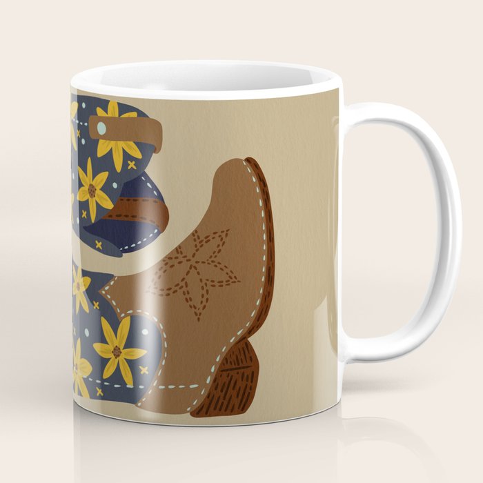 Cowgirl Boots â Teal & Yellow Coffee Mug Gallery Image 1