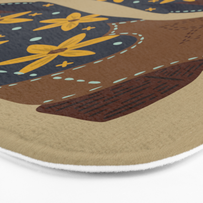 Cowgirl Boots â Teal & Yellow Bath Mat Gallery Image 3