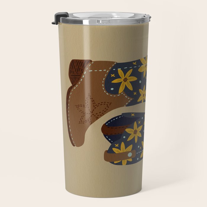 Cowgirl Boots â Teal & Yellow Travel Mug Gallery Image 3