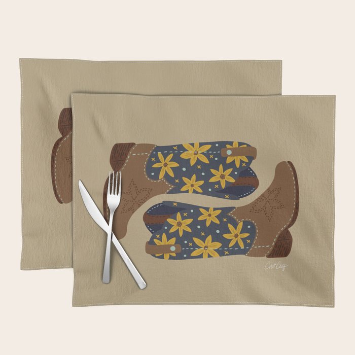 Cowgirl Boots â Teal & Yellow Placemat Gallery Image 1