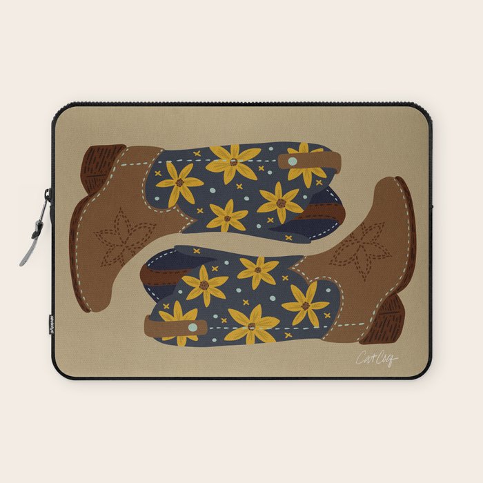 Cowgirl Boots â Teal & Yellow Laptop Sleeve Gallery Image 1