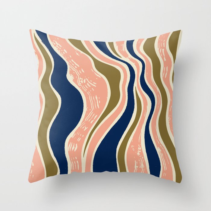 Earthy Rivers Cobalt Throw Pillow Gallery Image 1