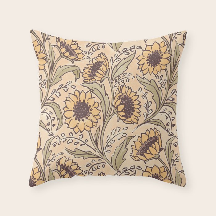 Sunflowers - gold Throw Pillow Gallery Image 1