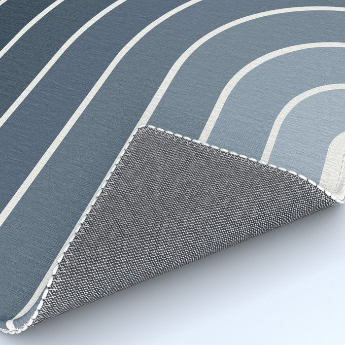 Gradient Arch II Natural Blue Mid Century Modern Rainbow Rug Gallery Image 4