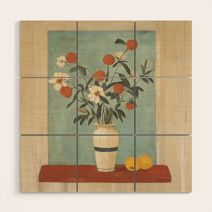 Winter Citrus and Petal Harmony Wood Wall Art Gallery Image 1
