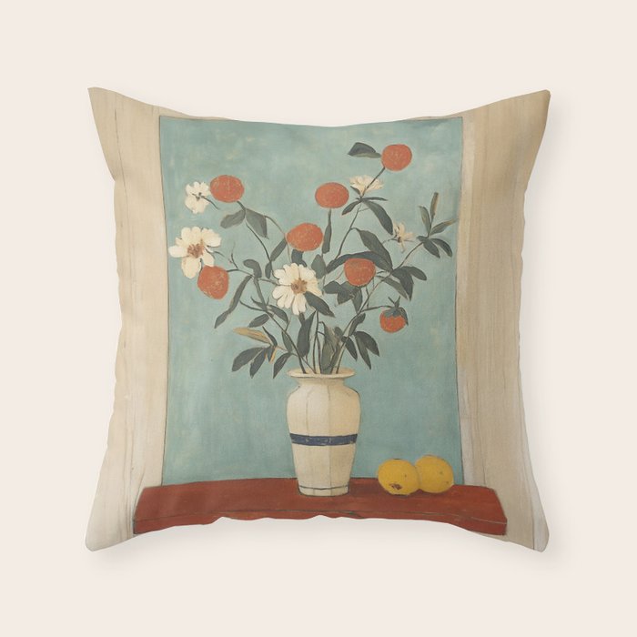 Winter Citrus and Petal Harmony Throw Pillow Gallery Image 6