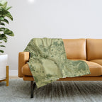 Grandma's Garden (monochromatic green) Throw Blanket Gallery Image 1