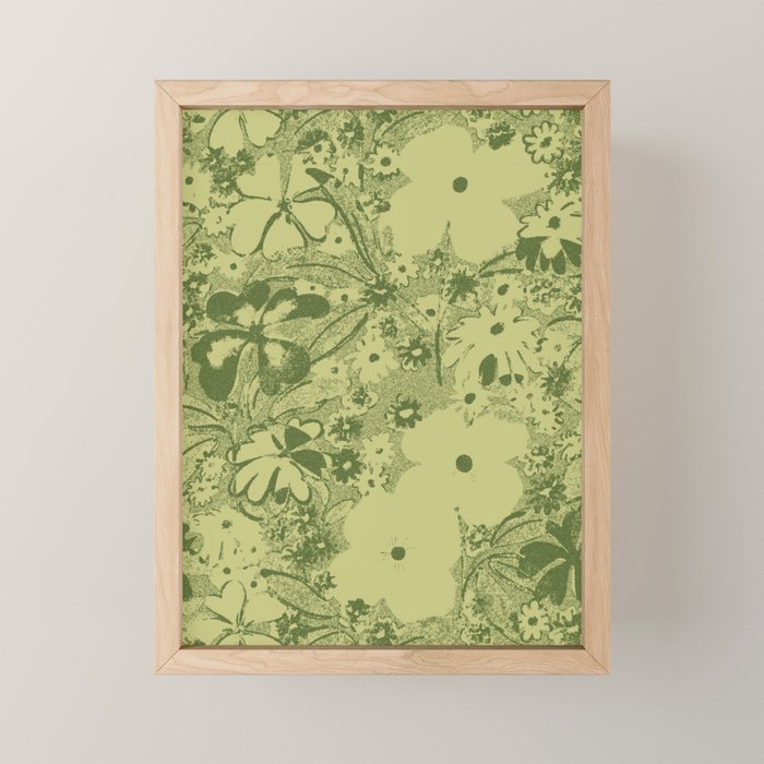 Grandma's Garden (monochromatic green) Mini Art Print Gallery Image 1