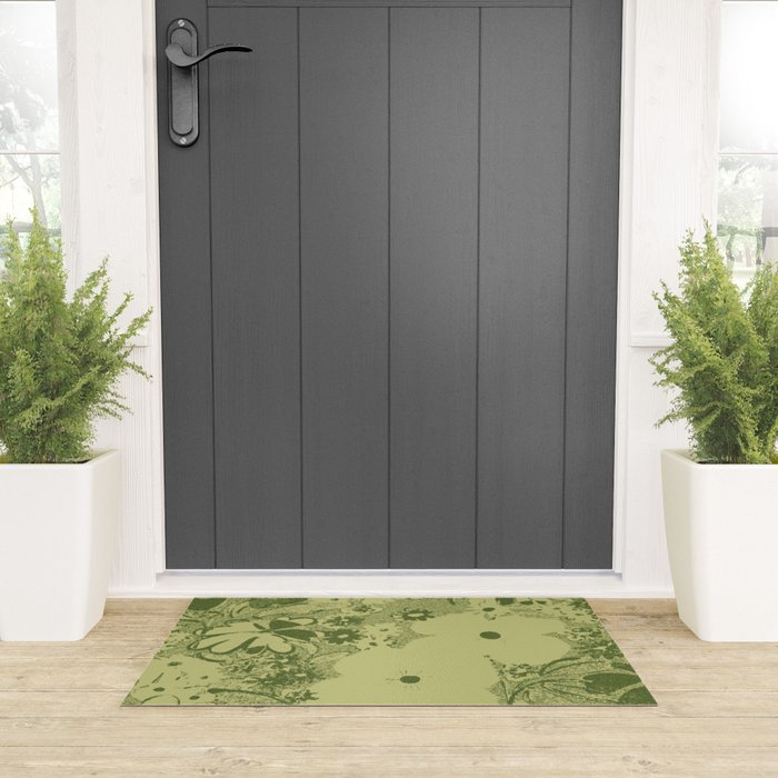 Grandma's Garden (monochromatic green) Welcome Mat Gallery Image 3
