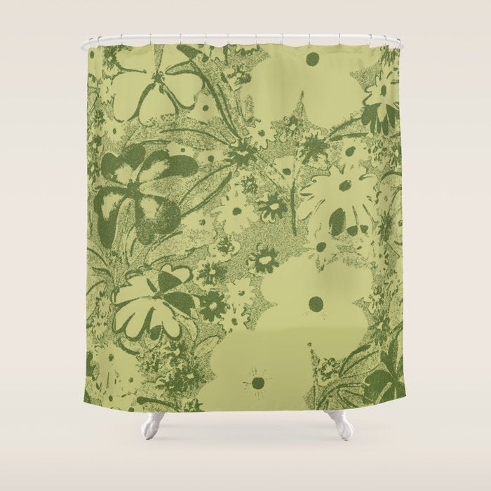 Grandma's Garden (monochromatic green) Shower Curtain Gallery Image 1