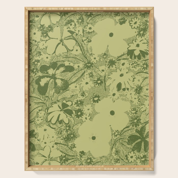 Grandma's Garden (monochromatic green) Serving Tray Gallery Image 1