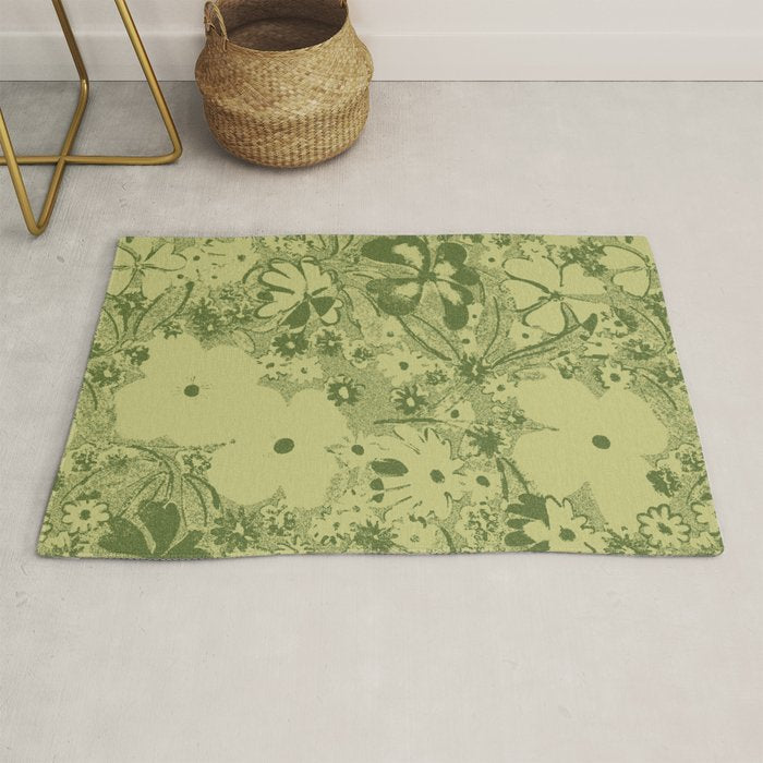 Grandma's Garden (monochromatic green) Rug Gallery Image 1
