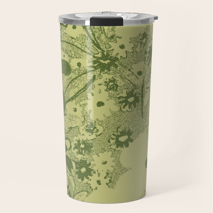 Grandma's Garden (monochromatic green) Travel Mug Gallery Image 1