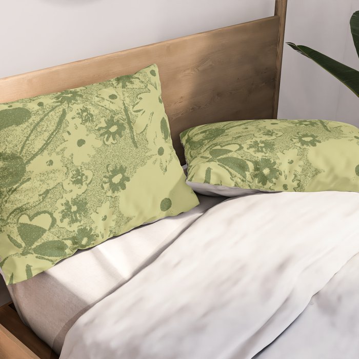 Grandma's Garden (monochromatic green) Pillow Sham Gallery Image 2