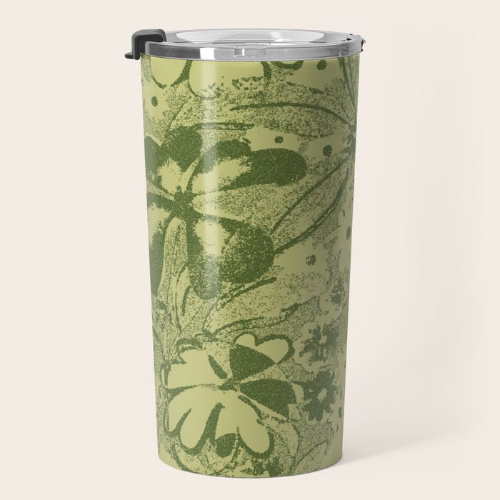 Grandma's Garden (monochromatic green) Travel Mug Gallery Image 3